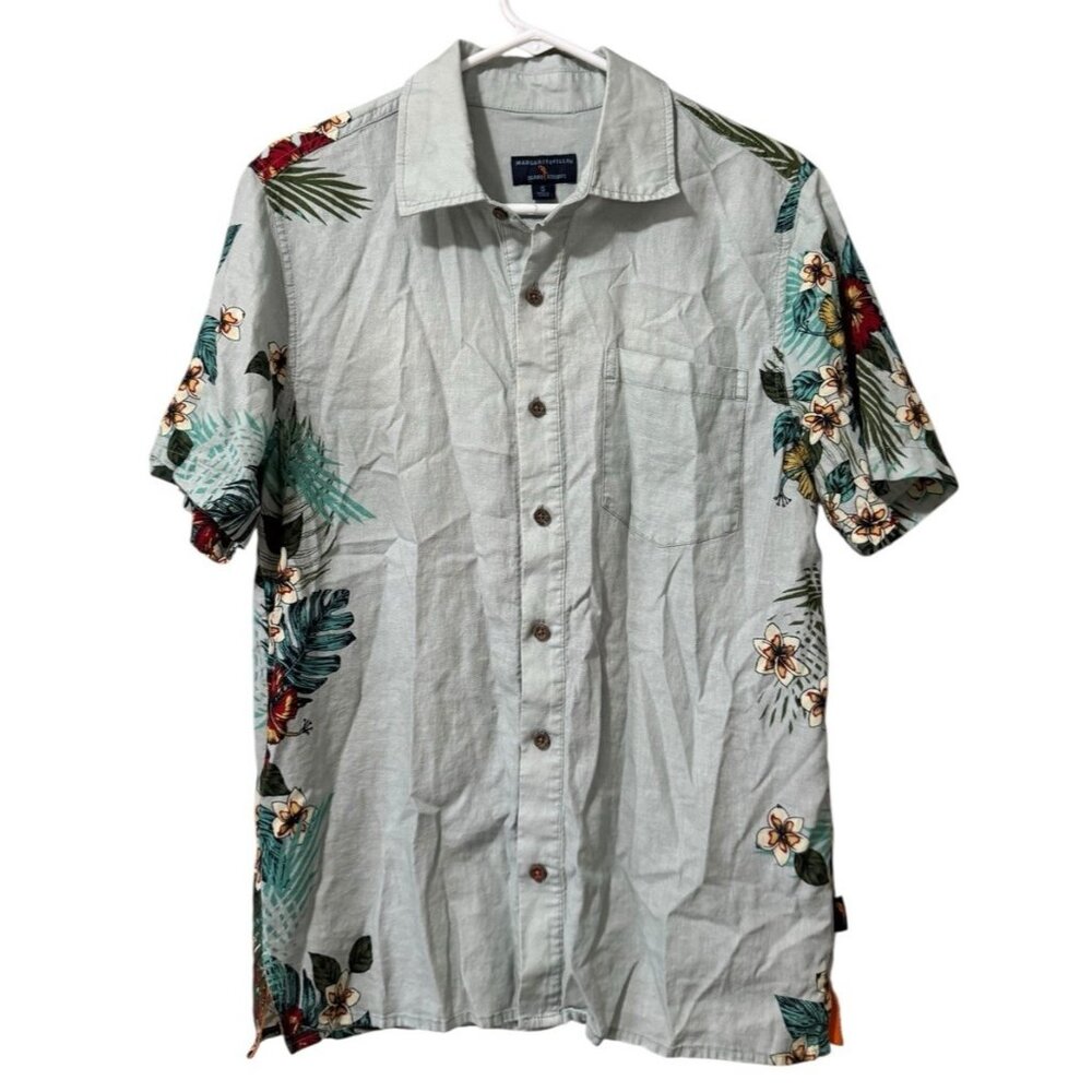 Margaritaville Island Reserve Men Button Down Shirt Size Small Linen Blend Beach
